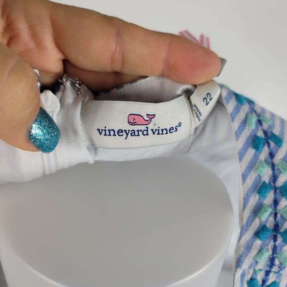 Vineyard Vines Blue/White Stripped Embroidered Floral 22 NWT - Picture 9 of 10